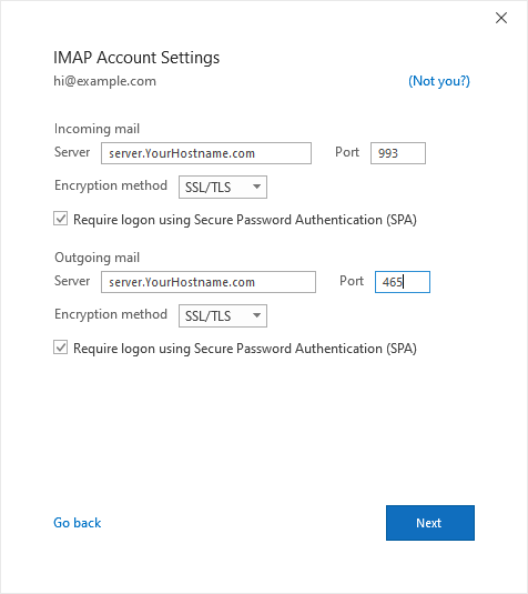 Outlook IMAP setting