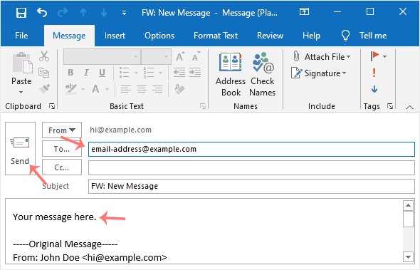 Outlook forward email
