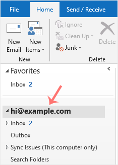 Outlook mail left sidebar access