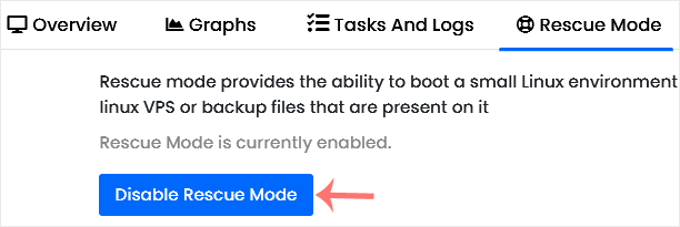 Virtualizor disable rescue mode