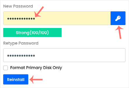 Virtualizor reinstall OS password
