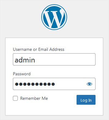Wordpress login dashboard