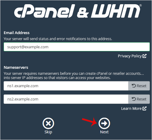 Cp whm step2 networking