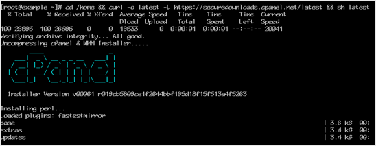 Cpanel installation started on console