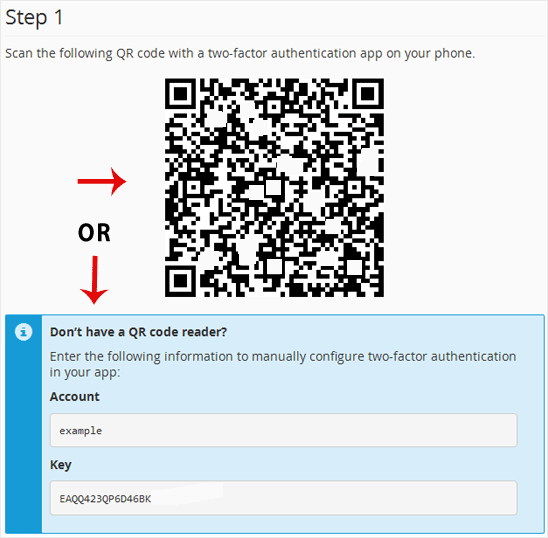 Cpanel two factor authentication pic