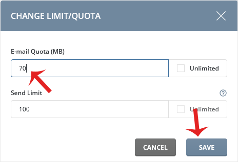 Da email quota mdfy