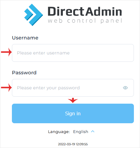 Directadmin login page
