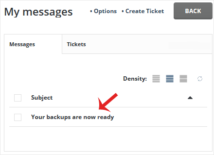 Directadmin support message