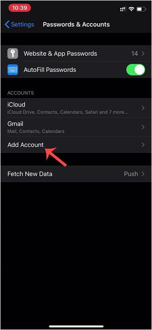 Ios add mail account