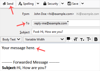 Mozilla thunderbird email forwarded