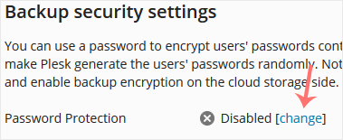 Password protect backup in plesk