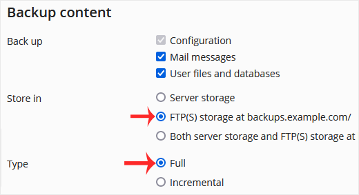 Plesk backup full option