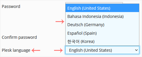 Plesk client change language