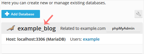 Plesk database list