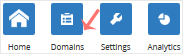Plesk domains menu