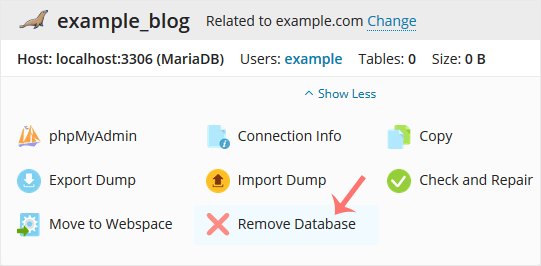 Plesk remove database final
