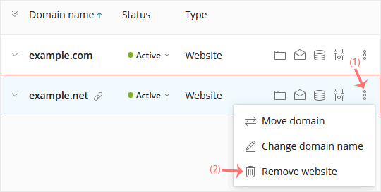Plesk remove domain