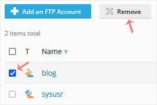 Plesk remove ftp account