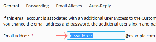 Plesk rename email