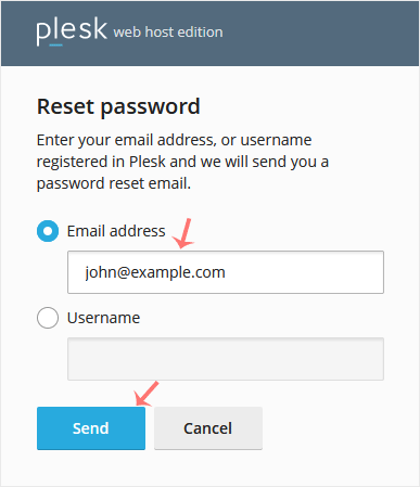 Plesk reset password email