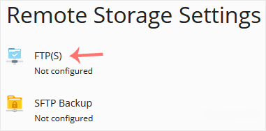 Remote storage ftp click to config