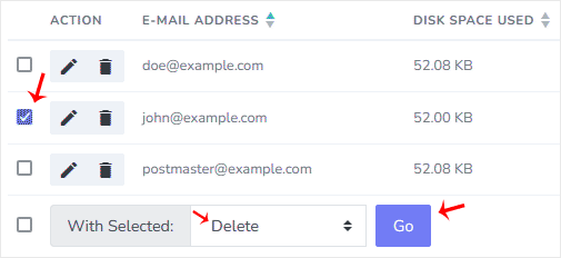 Delete email address