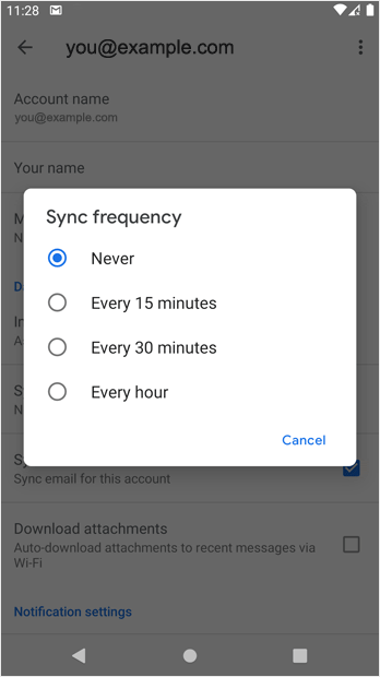 Sync cpanel android mobile config