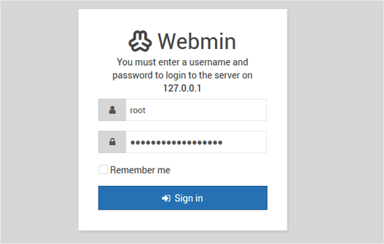 Webmin loginurl