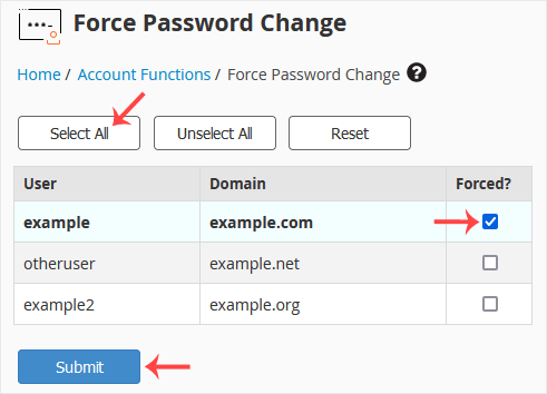 Whm forcepassword change select reseller