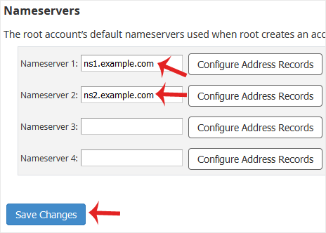 Whm root basic nameserver change