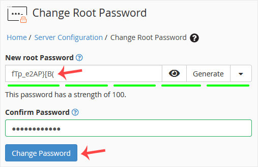 Whm root password change