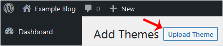Wp themes upload theme button