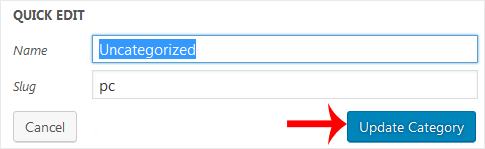Wp uncategorized category update